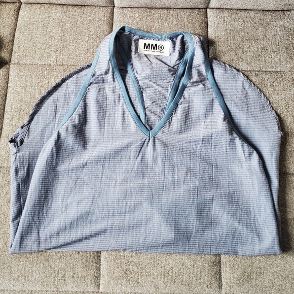 MM6 Maison Martin Margiela Tops - MM6 Maison Martin Margiela | Blue Striped Cotton Sleeveless Top Tunic Size 44